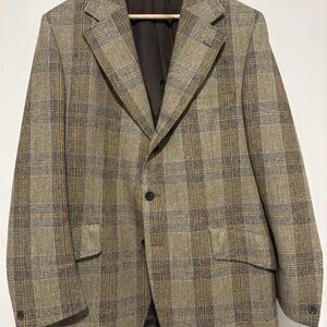 Vintage Aquascutum Scottish Tweed Blazer Mens 44 46 Plaid Wool Jacket